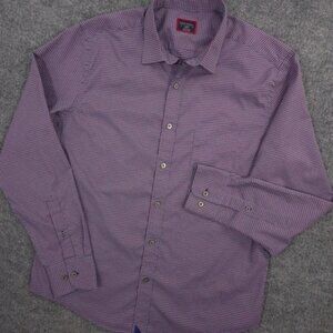 UNTUCKit Shirt Mens L Blue Red Check Performance Slim Fit Button Up MSRP $89